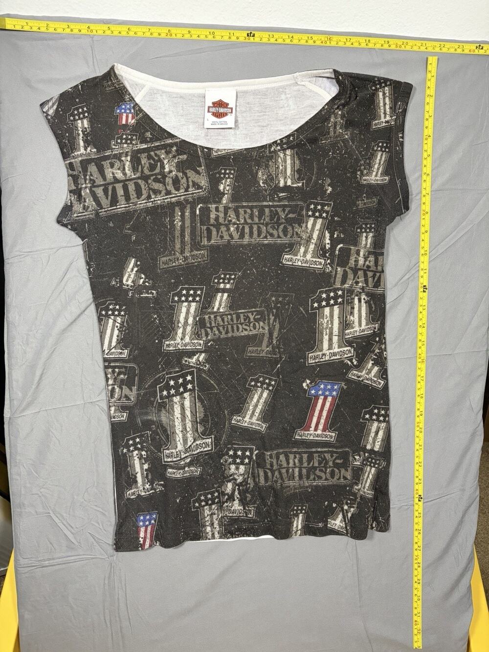 Harley Davidson Tank Top Women’s Size L Black Number 1 All Over Print